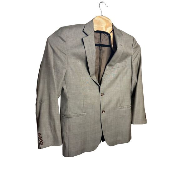 Brooks Brothers 1818 Fitzgerald 40R 100% Wool Gray Plaid 2 Button Made in Italy - Picture 1 of 6